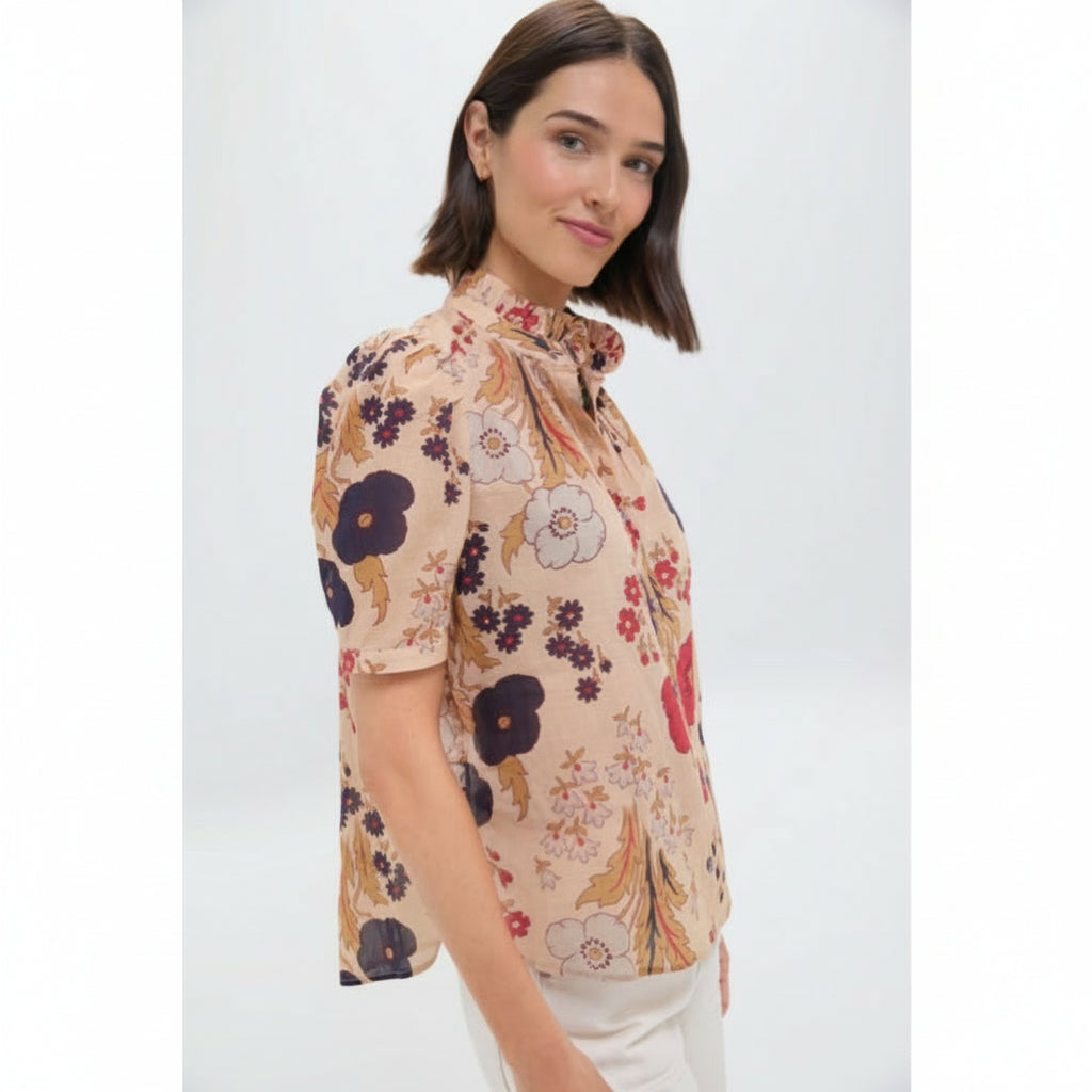 Alix of Bohemia tan Winnie Vintage Poppy blouse, size XS