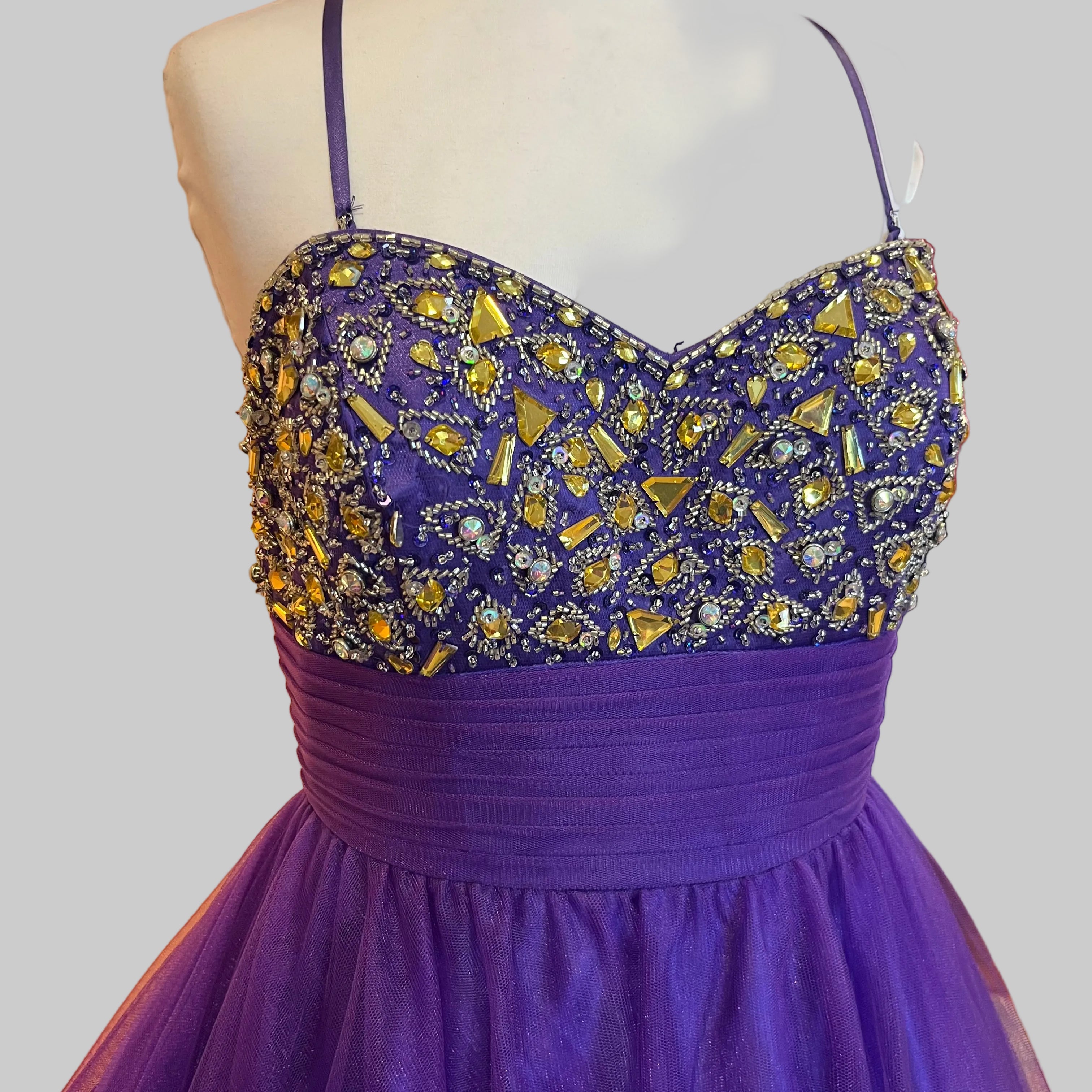 Tiffany purple beaded ballgown, size 16, NEW WITH TAGS!