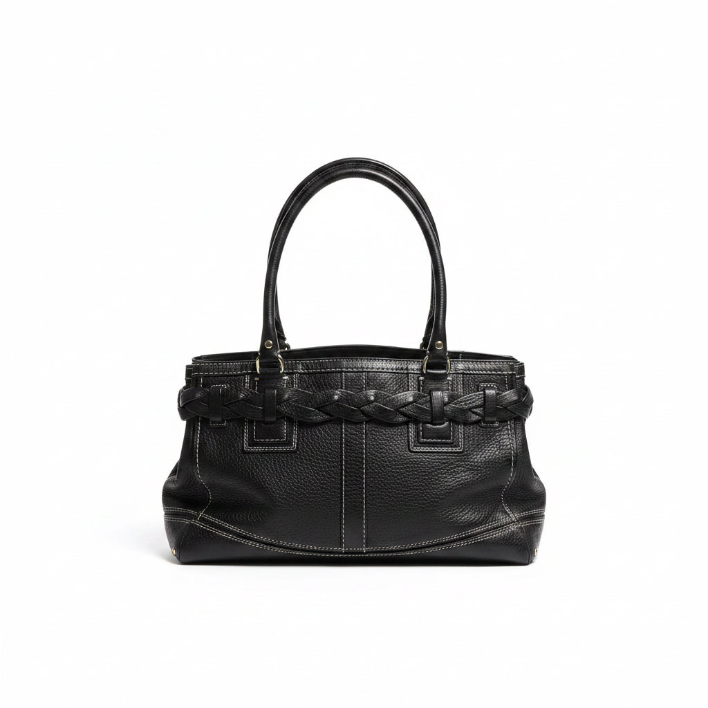 Coach black leather Hamptons satchel