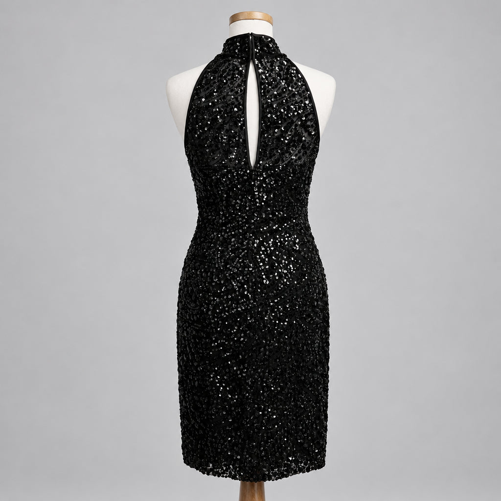 Lauren black sequin dress, size 8, NEW WITH TAGS!