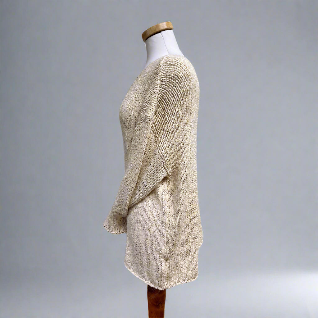 Esqualo sand oversized V-neck sweater, size XS/S, NEW WITH TAGS!