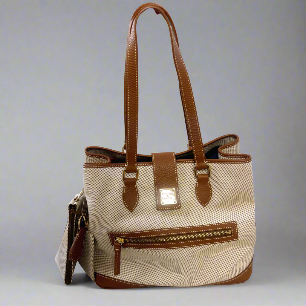 Dooney & Bourke cream and chestnut bag, NEW WITH TAGS!