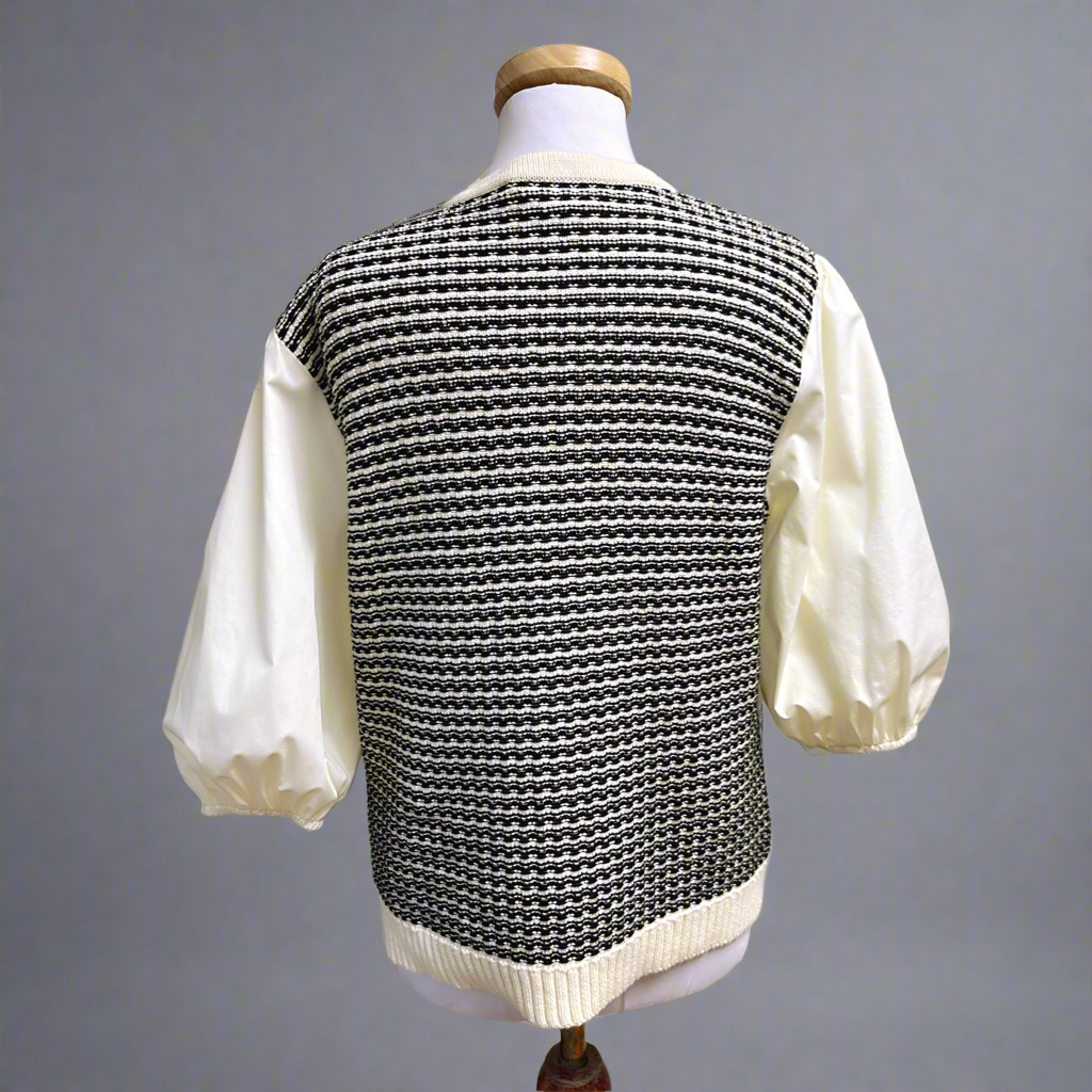 Exquise cream and navy sweater, size M