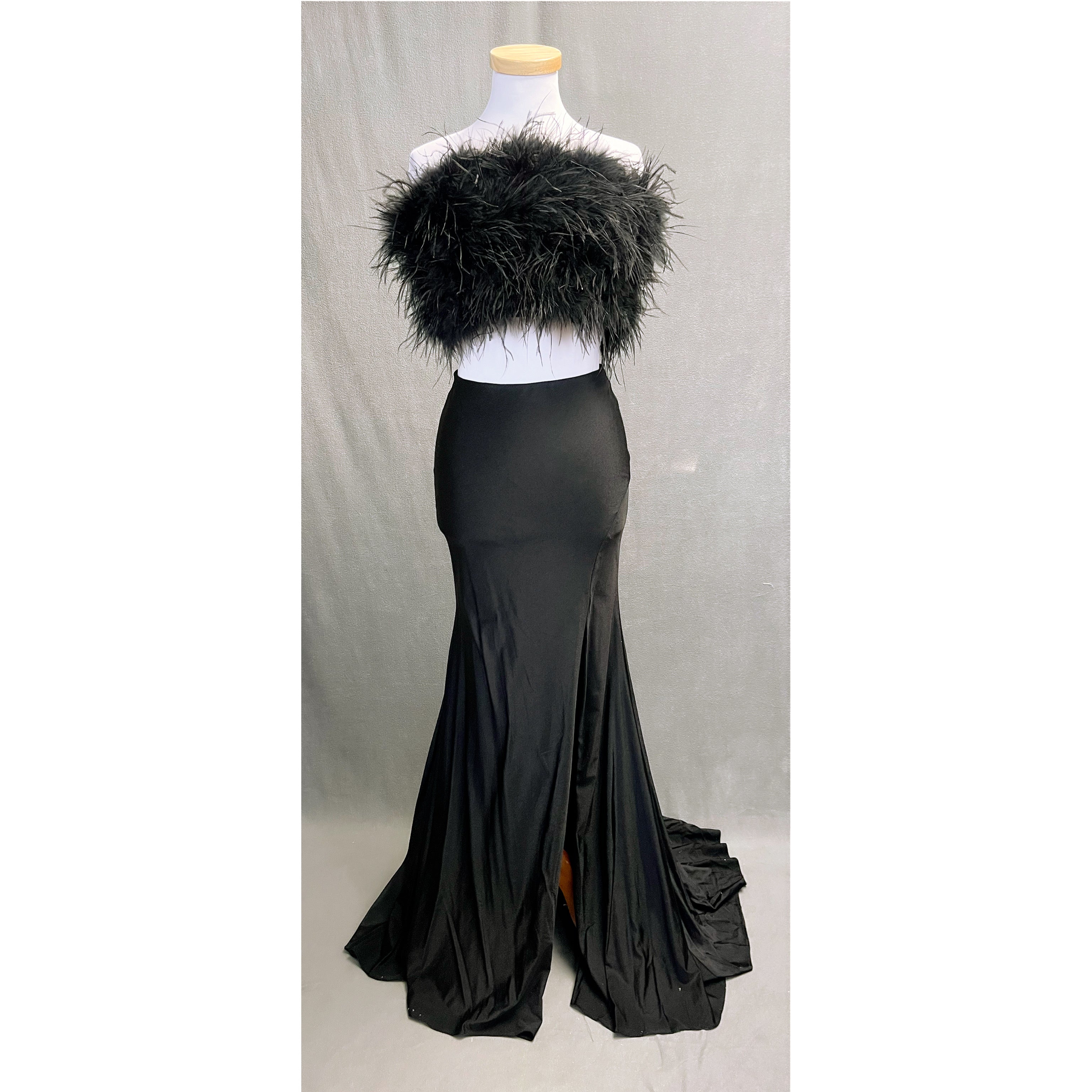 Alyce Paris black feather dress, size 2, NEW WITH TAGS!