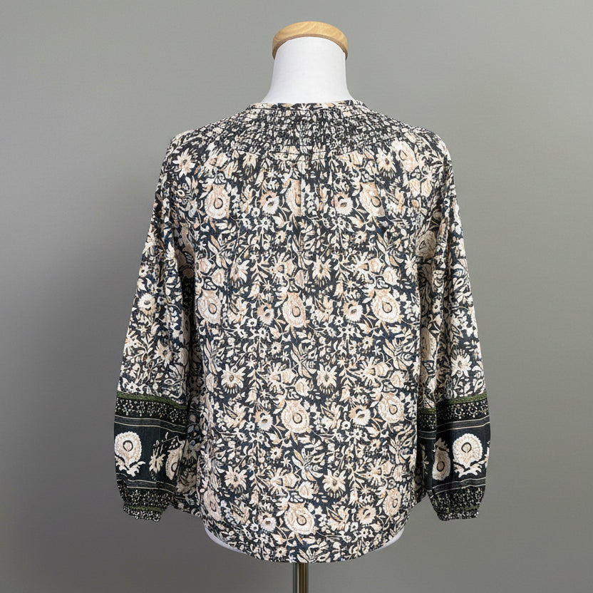 Cleobella gray and tan floral blouse, size S