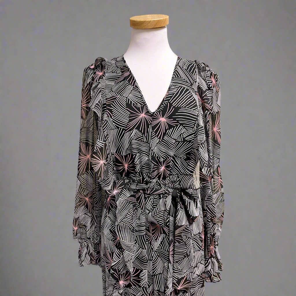 Diane von Furstenberg black print Gilligan dress, size S