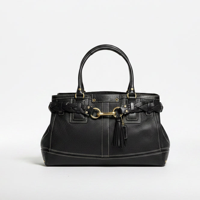 Coach black leather Hamptons satchel