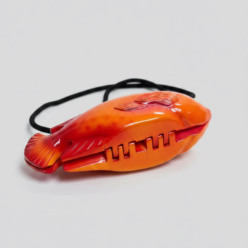 Vintage Timmy Woods orange wooden fish handbag