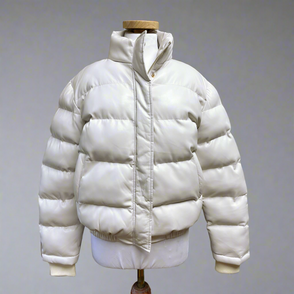 Generation Love ivory vegan leather puffer coat, size