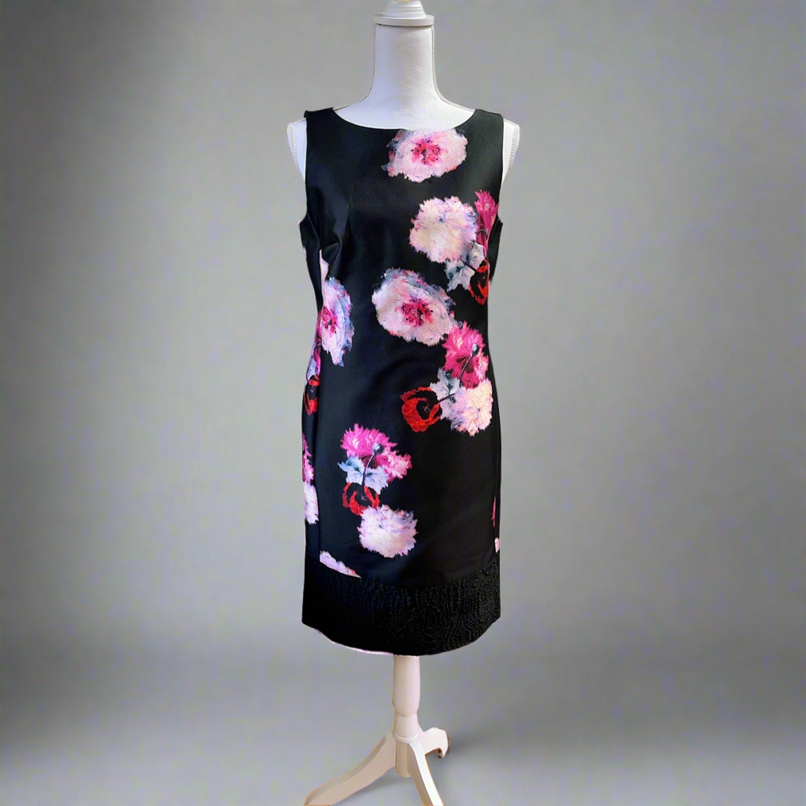 Per Se black and pink floral dress, size 4