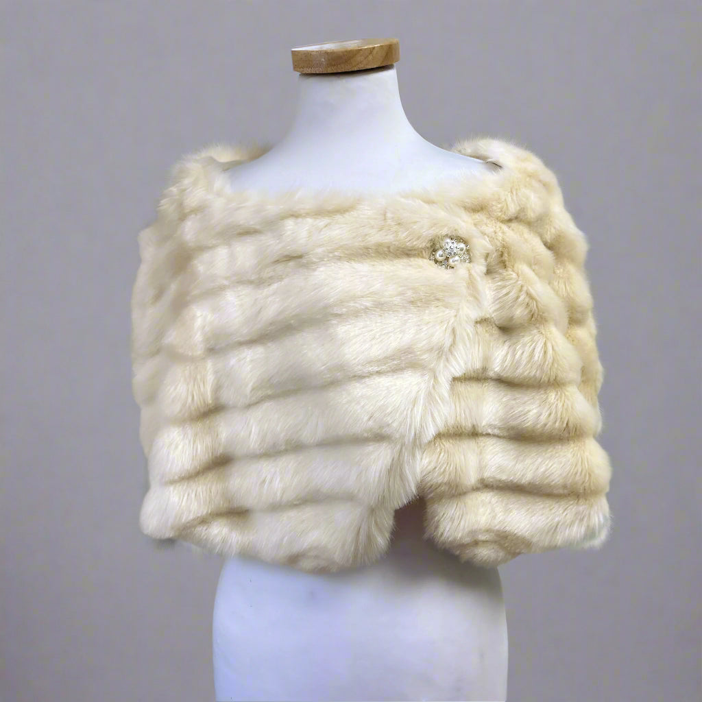 Champagne faux fur wrap, one size fits most