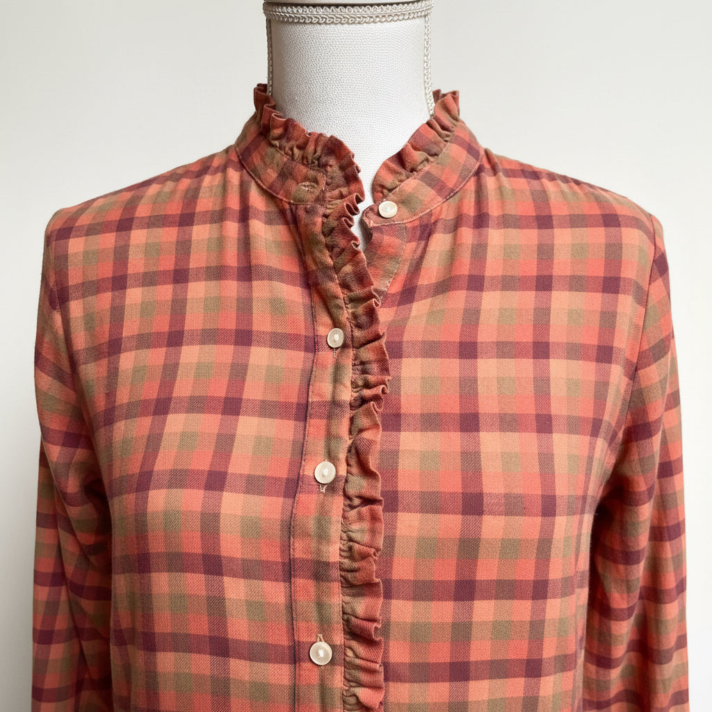 Trovata blush plaid flannel blouse, size XS
