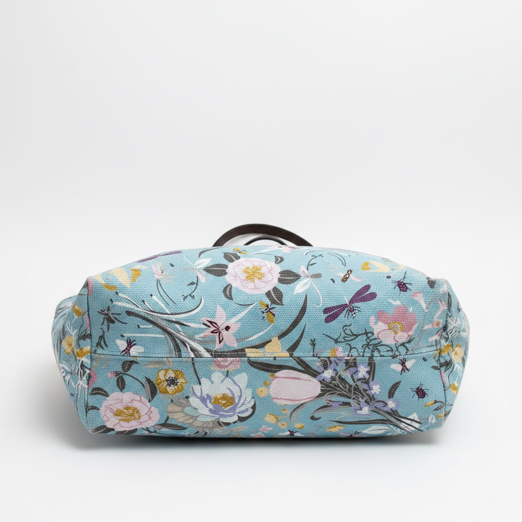 Gucci light blue floral tote