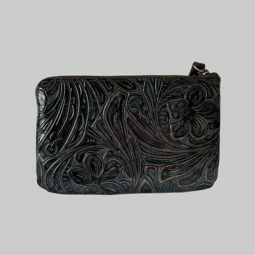 Patricia Nash navy tooled Cassini wristlet bag, NEW WITH TAGS!