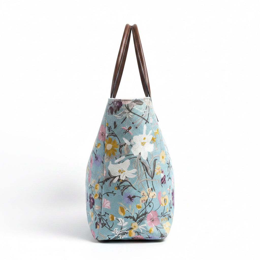 Gucci light blue floral tote