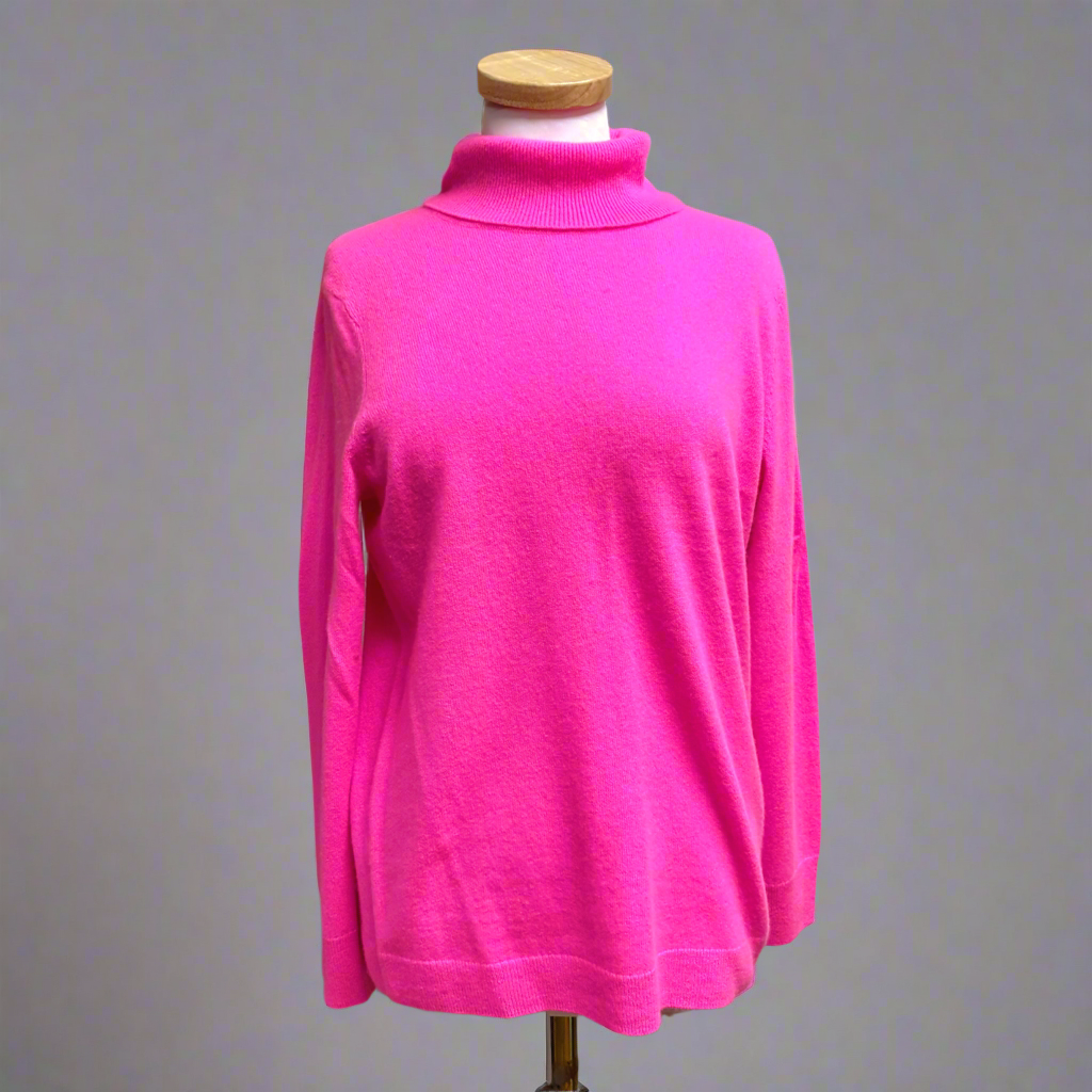 Talbots hot pink cashmere turtleneck sweater, size L/P