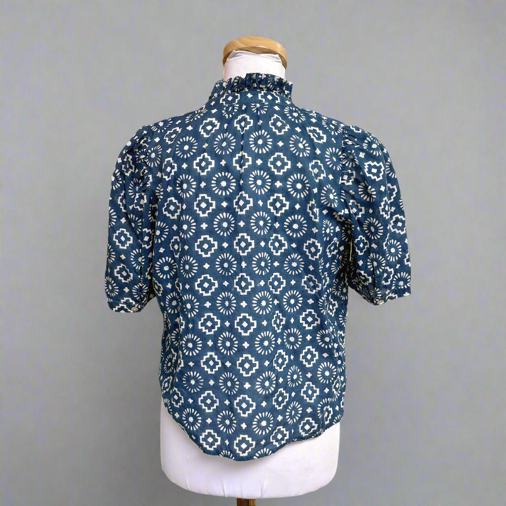 Alix of Bohemia blue print Winnie blouse, size XS