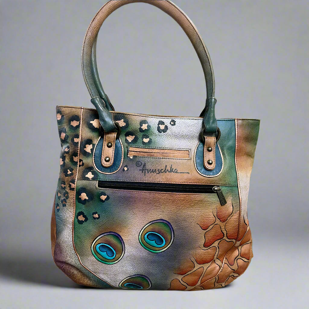 Anuschka leather peacock design bag & wallet, BRAND NEW!
