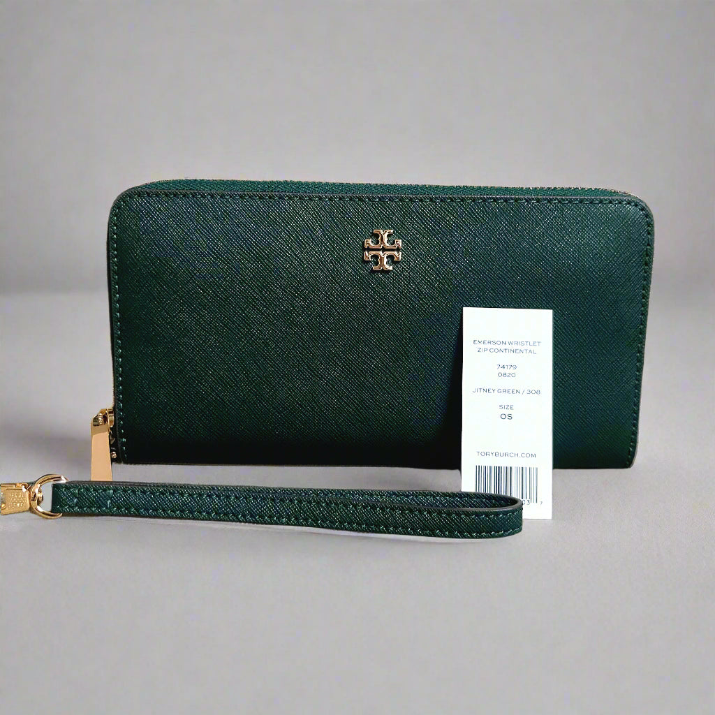 Tory Burch evergreen Emerson wristlet Continental wallet, NEW WITH TAGS!