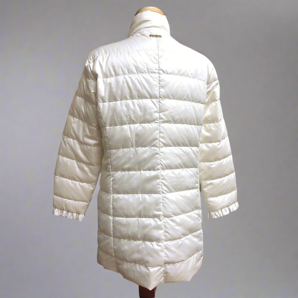 Lilly Pulitzer cream Doria puffer with ruffles, size 4