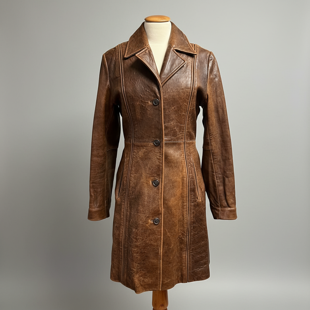 Rogue Leather brown leather coat, size S
