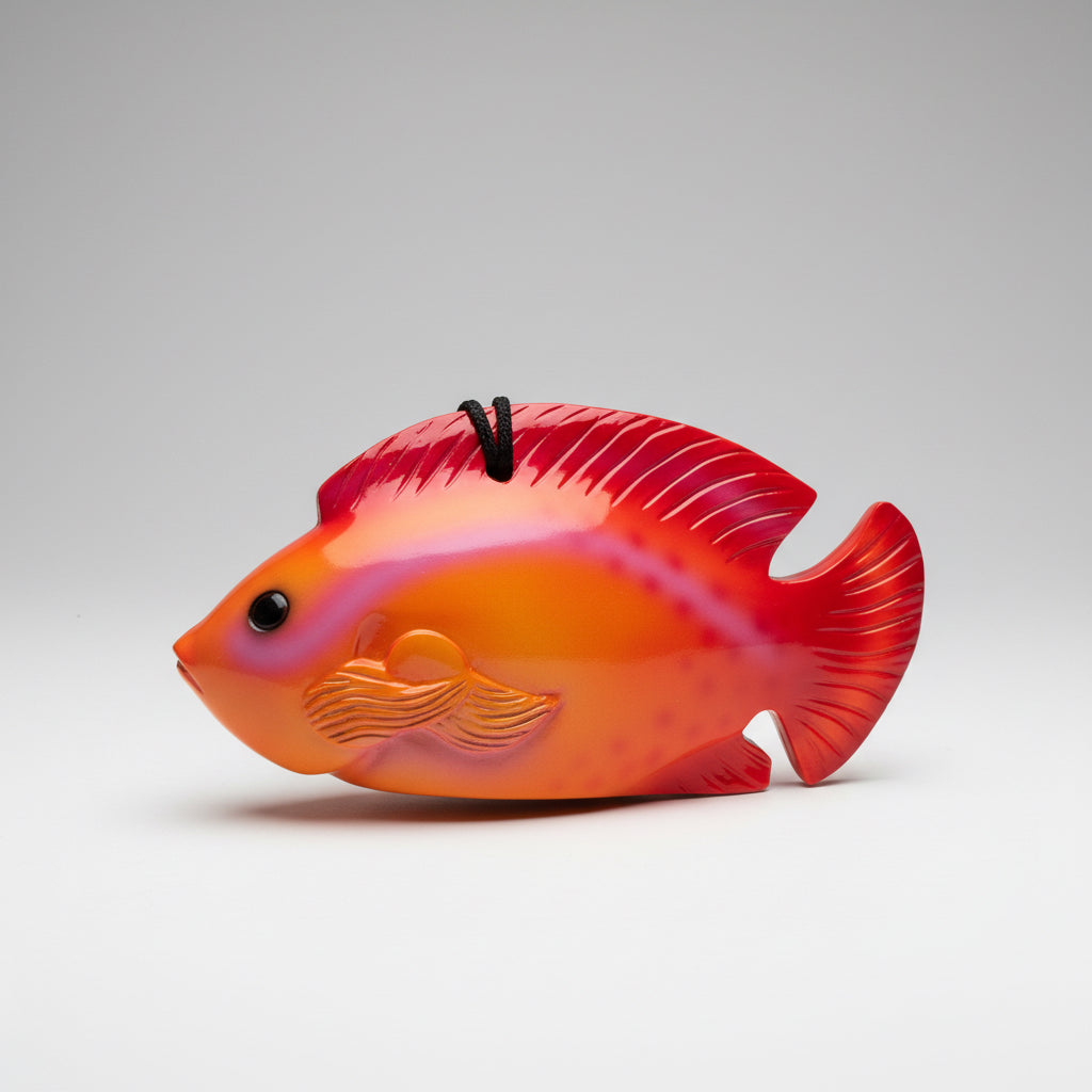 Vintage Timmy Woods orange wooden fish handbag