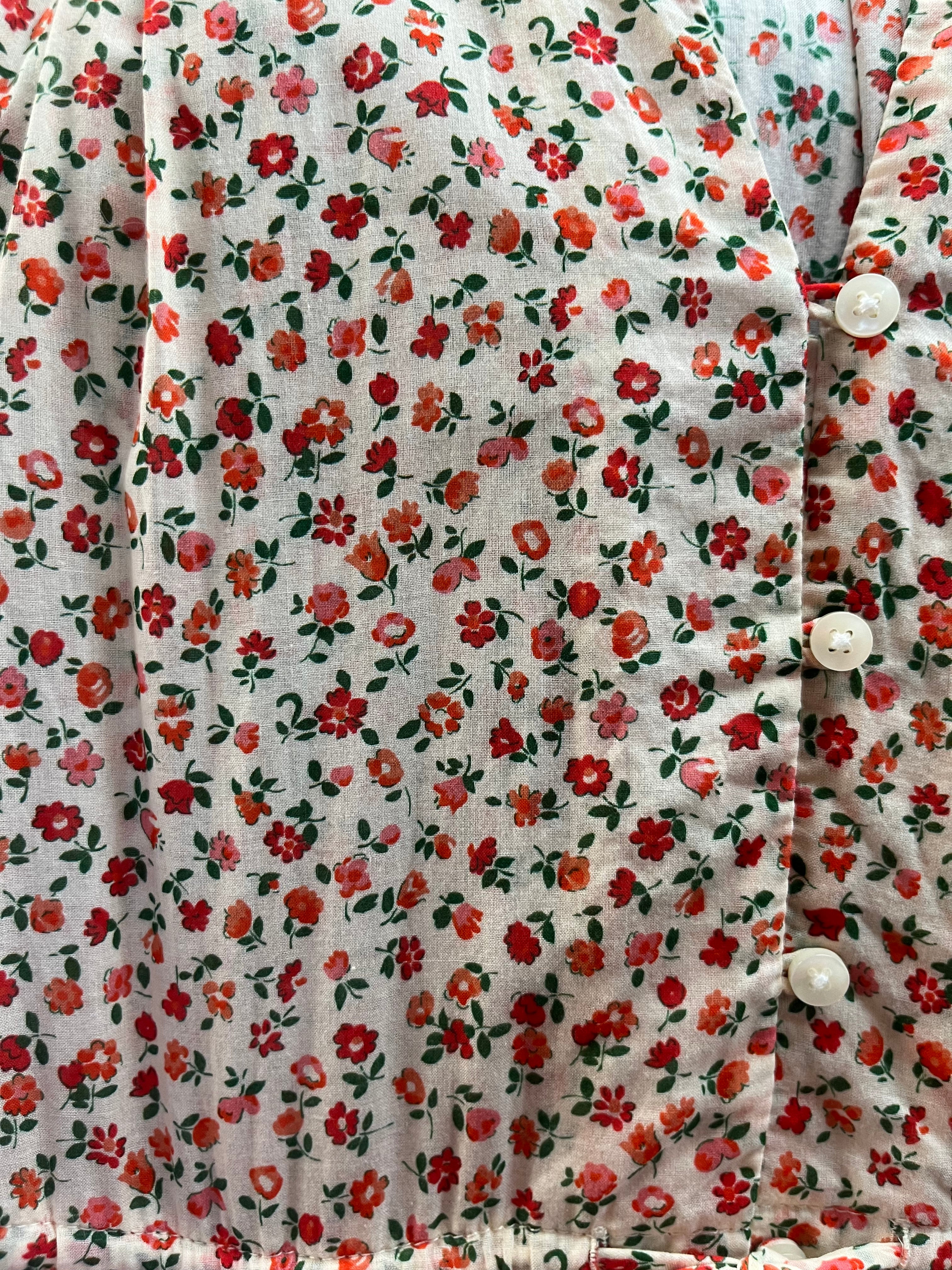 Trovata cream, coral, and green floral Hildie dress, size XS