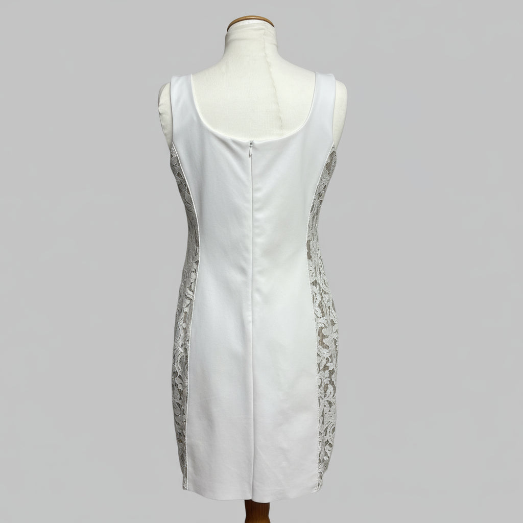 Bailey 44 ivory vegan leather and lace dress, size L