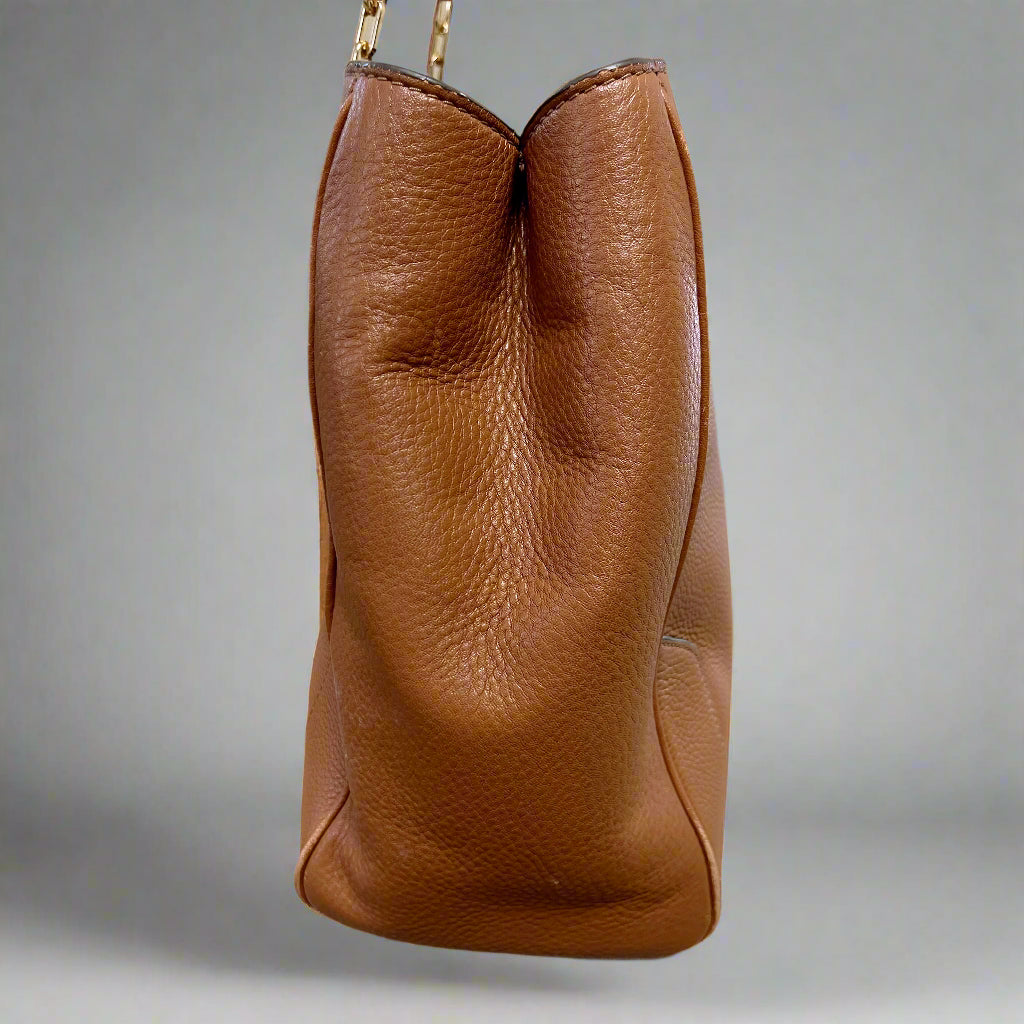 Tory Burch chestnut leather Carter tote