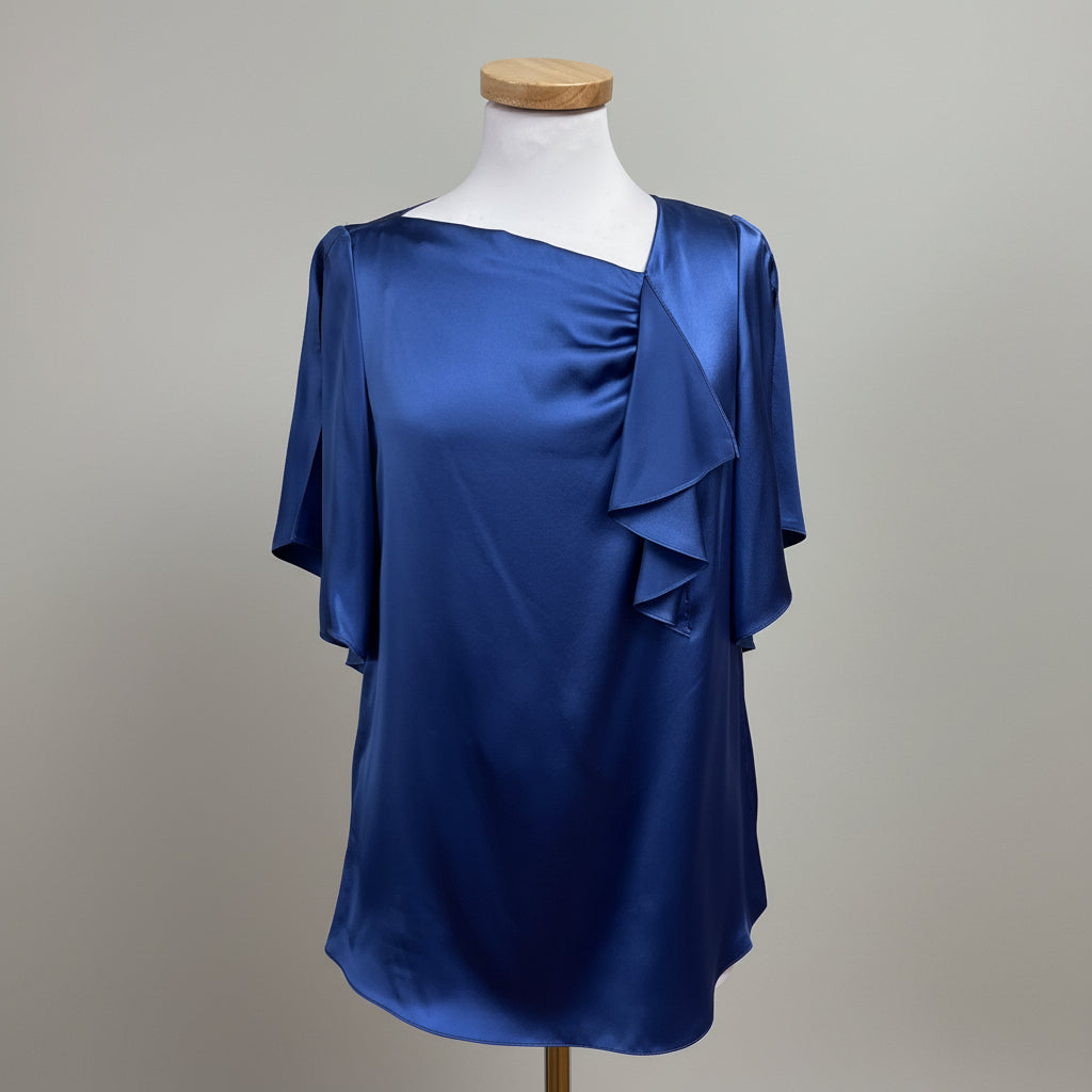 Elie Tahari blue silk blouse, size S, NEW WITH TAGS!