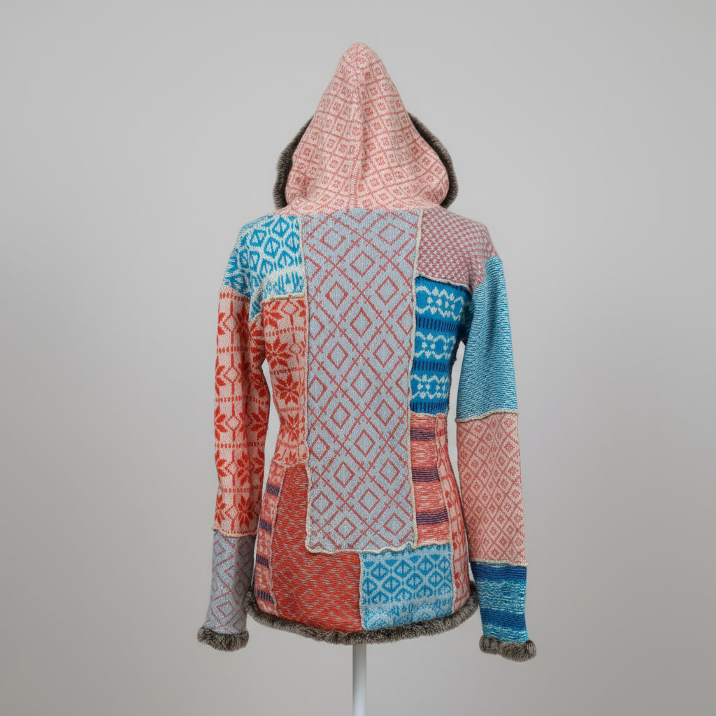 Free People orange and blue sweater, size S