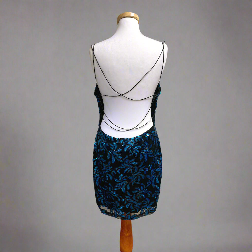 B. Darlin black and blue sequin dress, size 17/18