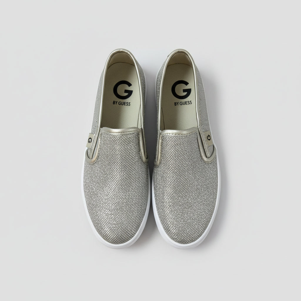 Guess silver Malden sneakers, size 6, NEW IN BOX!