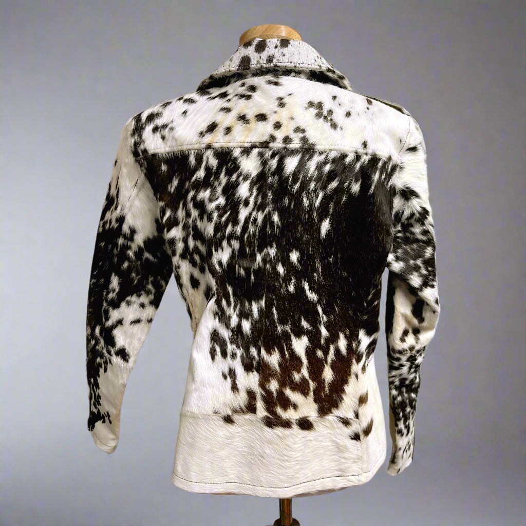 Charlie Leather brown and white Madison Moto Fur jacket, size XL