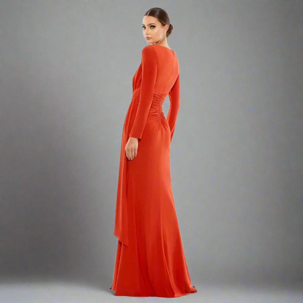 Ieena Mac Duggal brick red dress, size 6