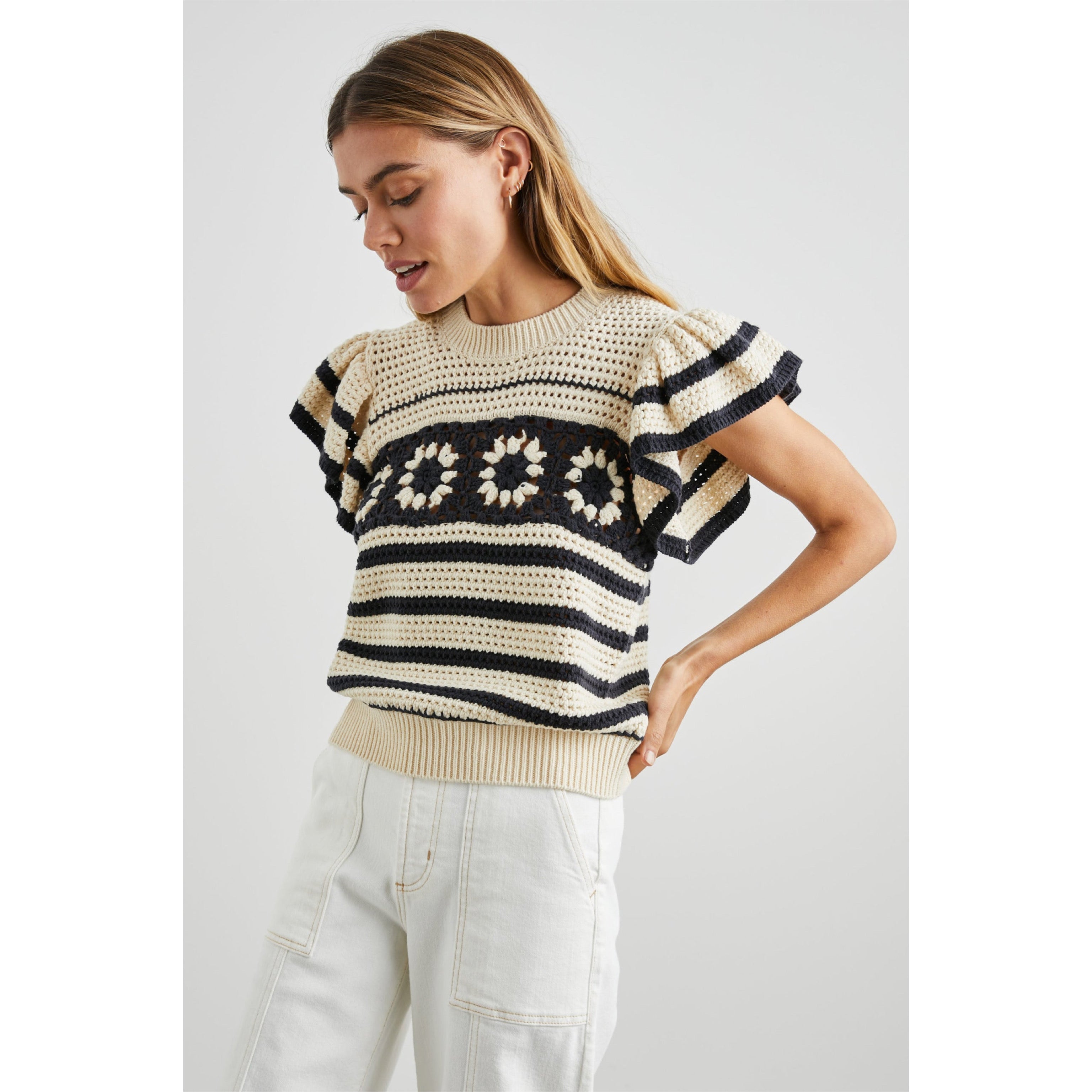 Rails cream and navy Penelope sweater, size L