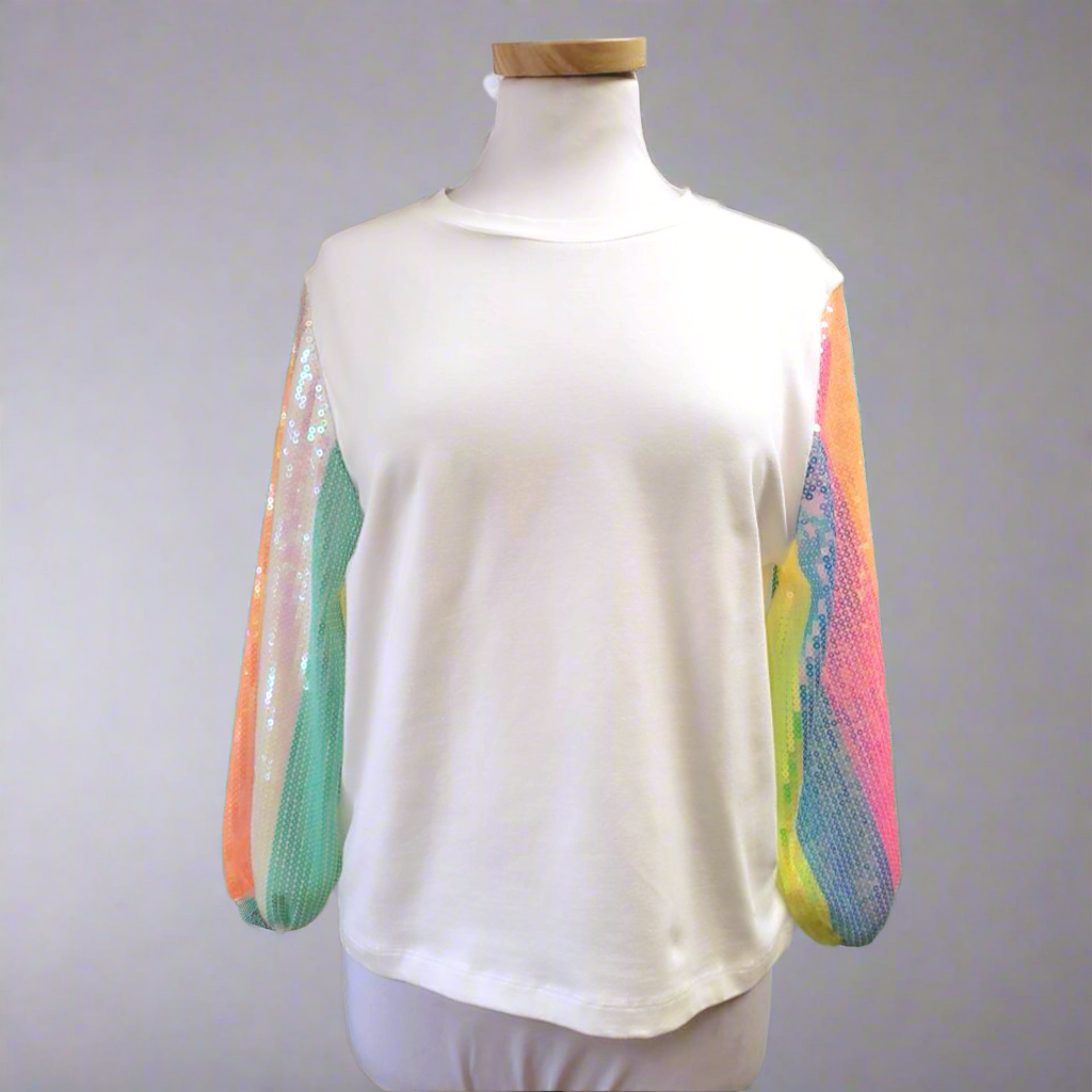 Vilagallo rainbow sequin top, size S, NEW WITH TAGS!