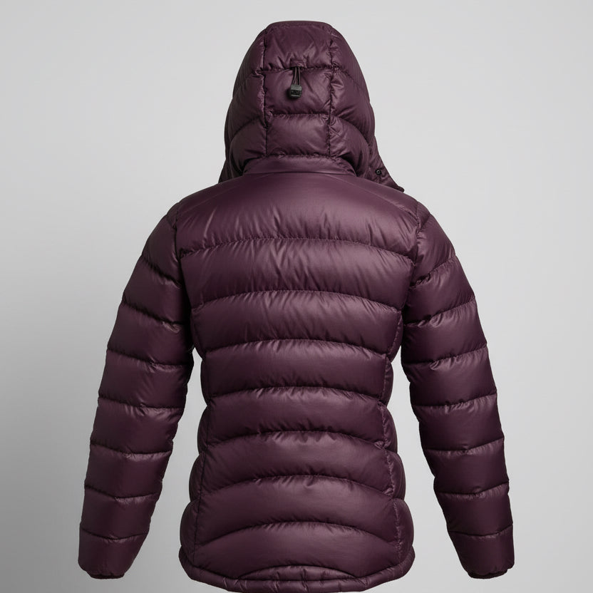 Patagonia wine and orange HiLoft Down puffer coat, size XS