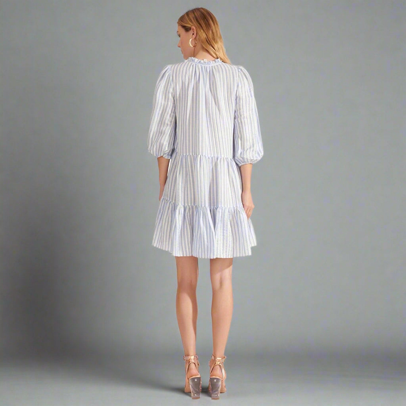 Veronica Beard light blue striped Hawken dress, size 2