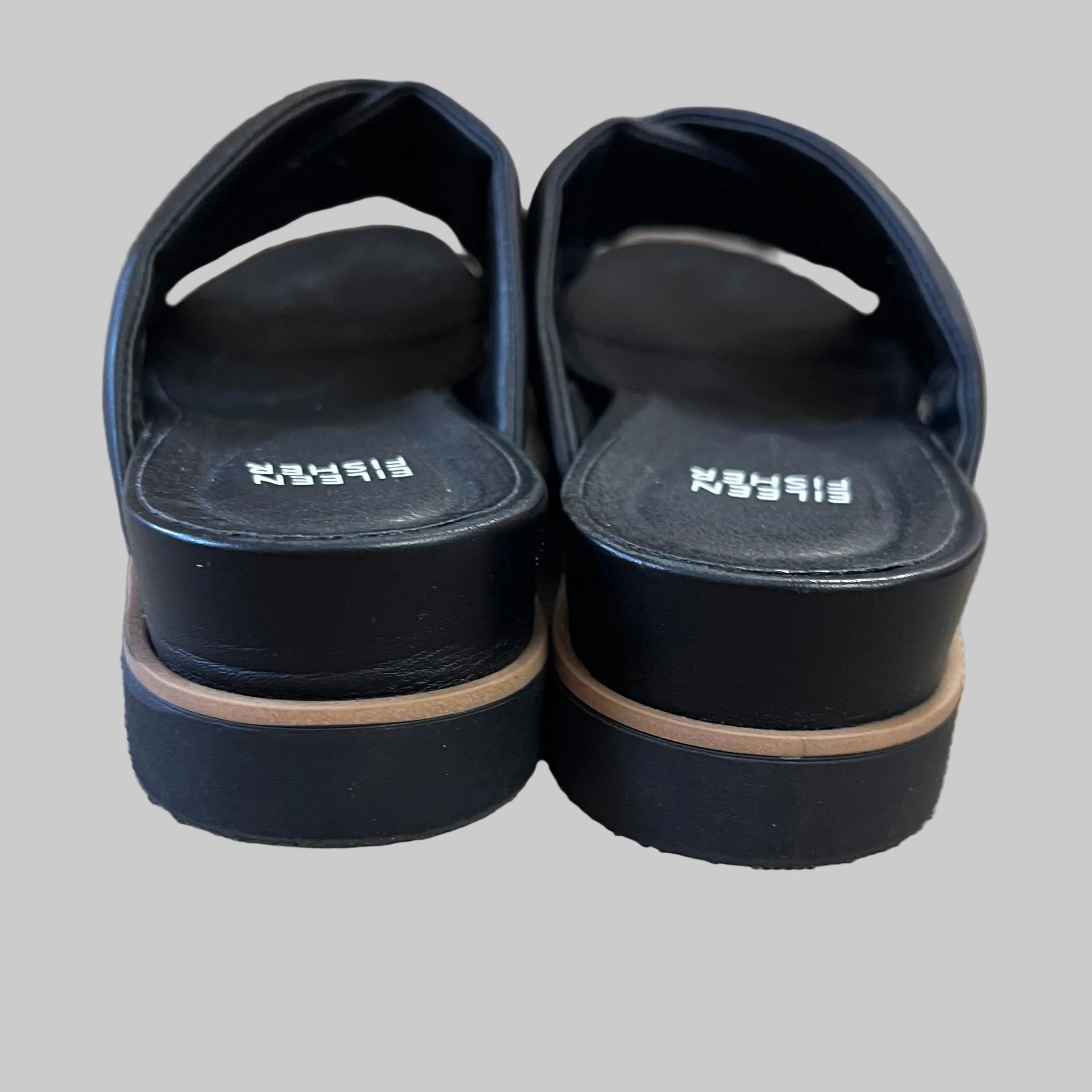 Eileen Fisher black leather sandals, size 8, NEW IN BOX!