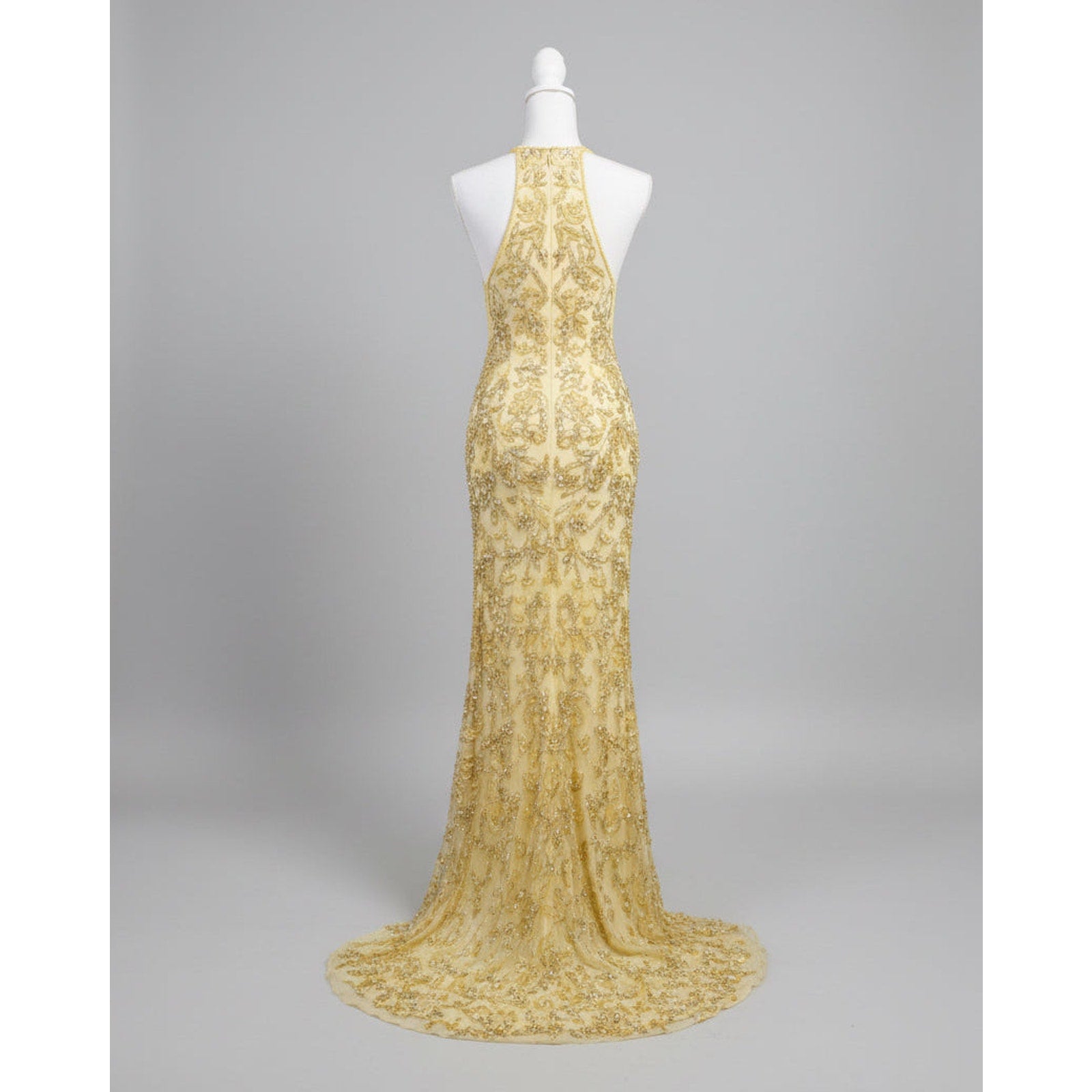 Sherri Hill yellow jeweled high neck dress, Size 2