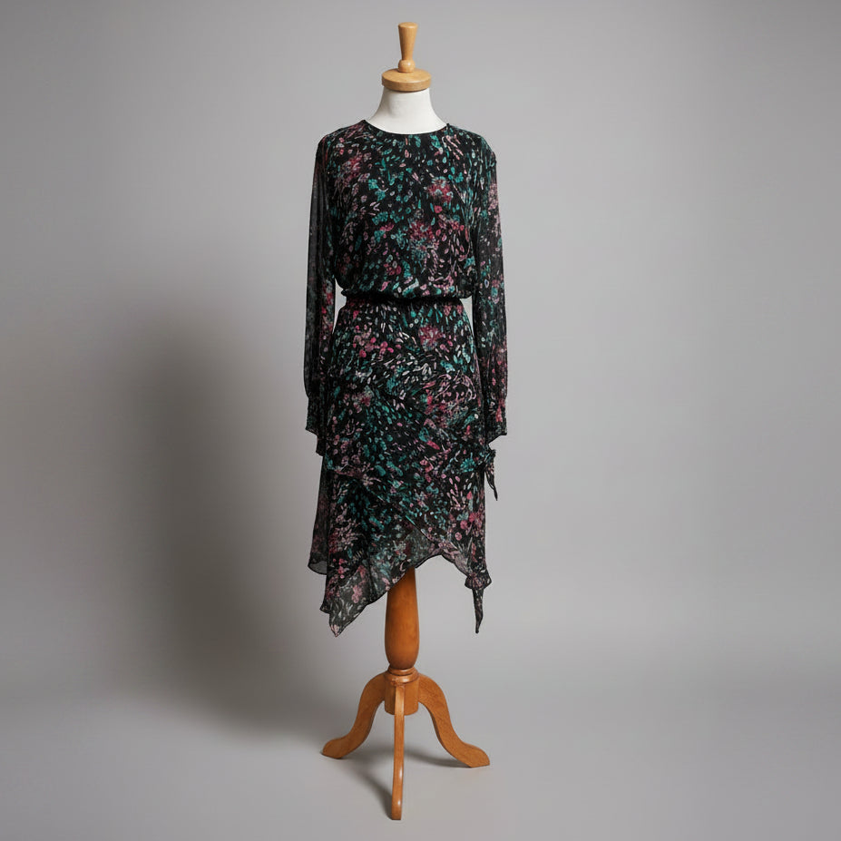 IRO black floral dress, size 10