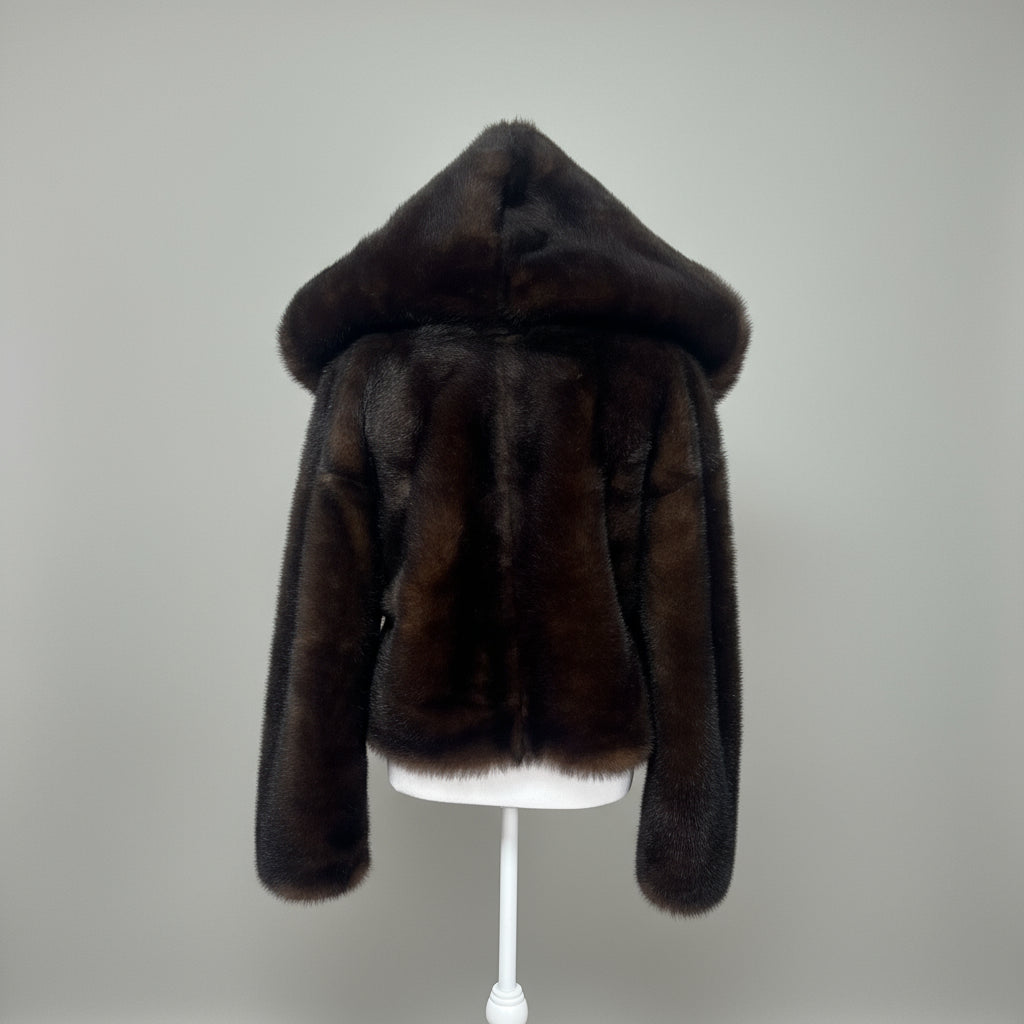 Express dark brown faux fur, size S