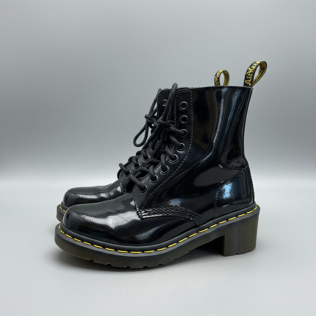Doc Martens black patent Clemency boots, size 5, LIKE NEW!