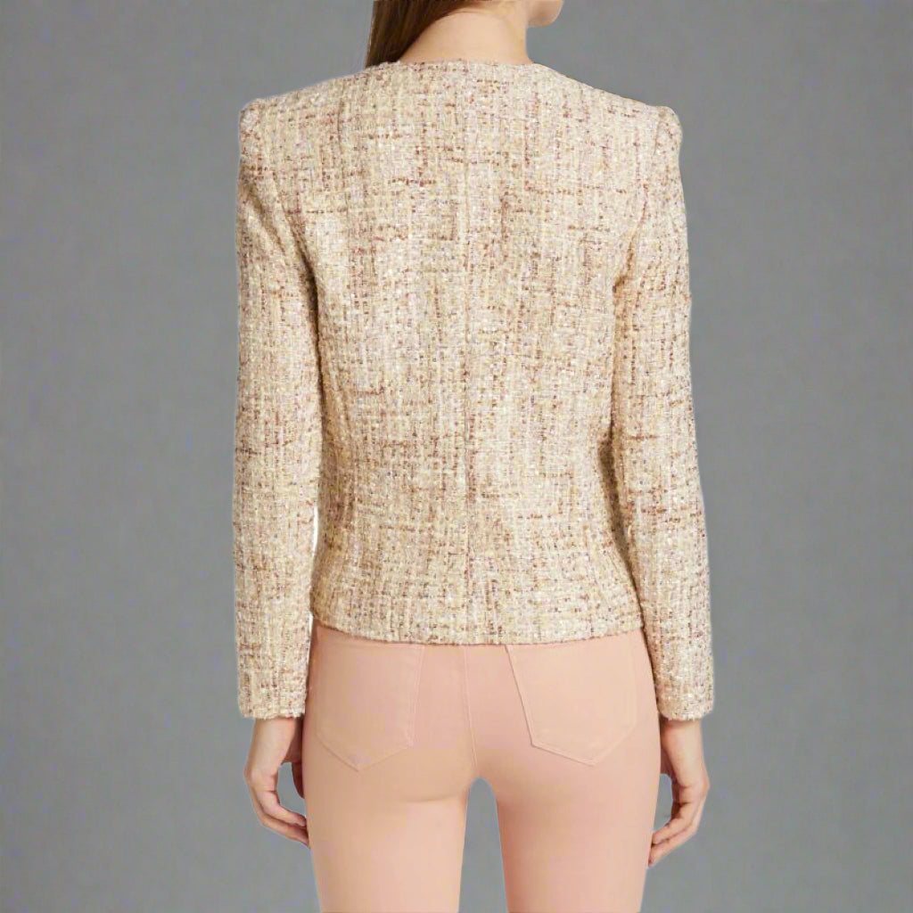 L'Agence camel tweed & sequin Effie jacket, size 6