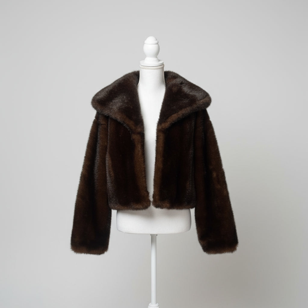 Express dark brown faux fur, size S