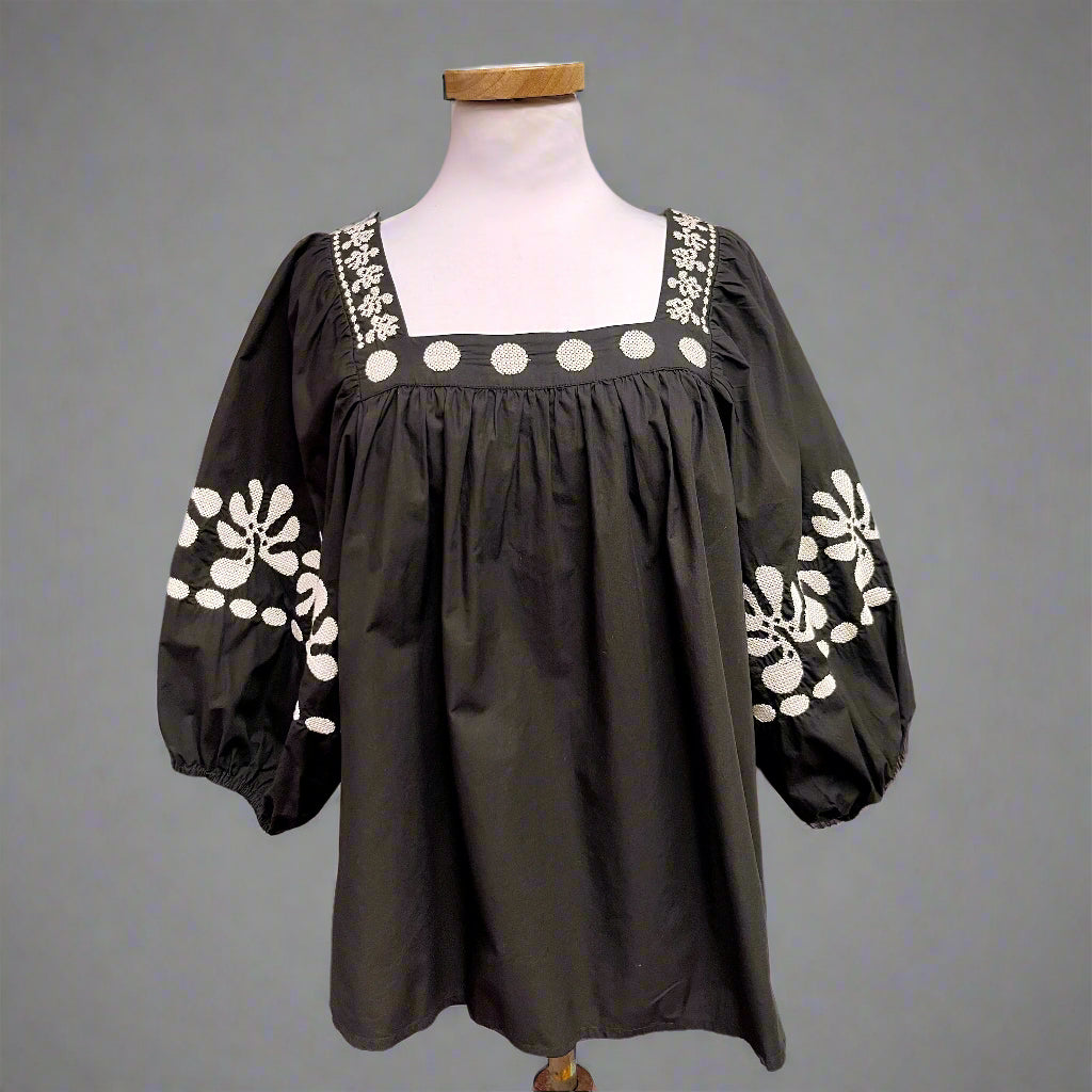 Corey Lynn Calter black embroidered Winnie blouse