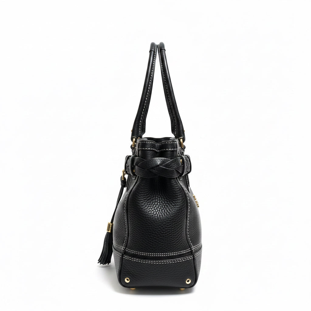 Coach black leather Hamptons satchel