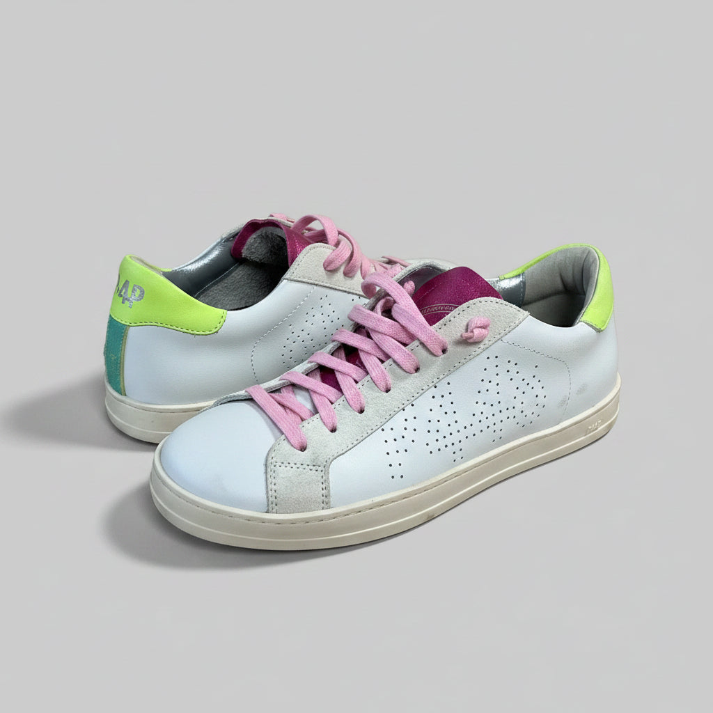 P448 white and neon John Dogma sneakers, size 37 (US 7)