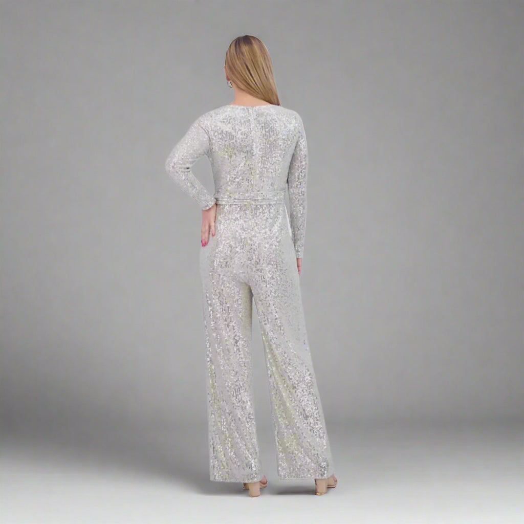 Eliza J silver sequin jumpsuit, size 6, NEW WITH TAGS!